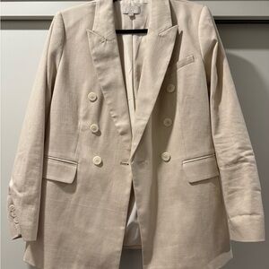 LOFT Beige Double-Breasted Blazer